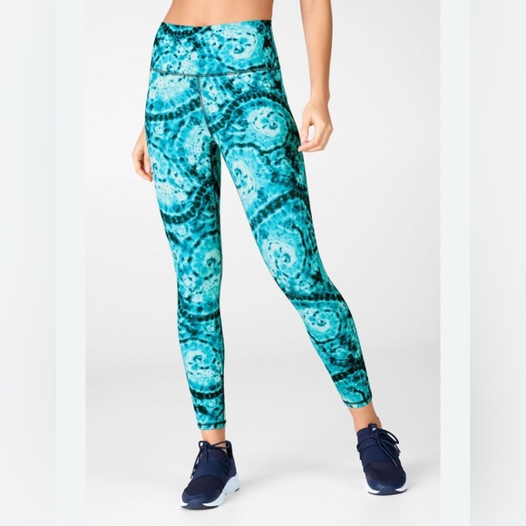 Fabletics Define PowerHold® High-Waisted Blue Tie-Dye Leggings XS - Picture 1 of 8